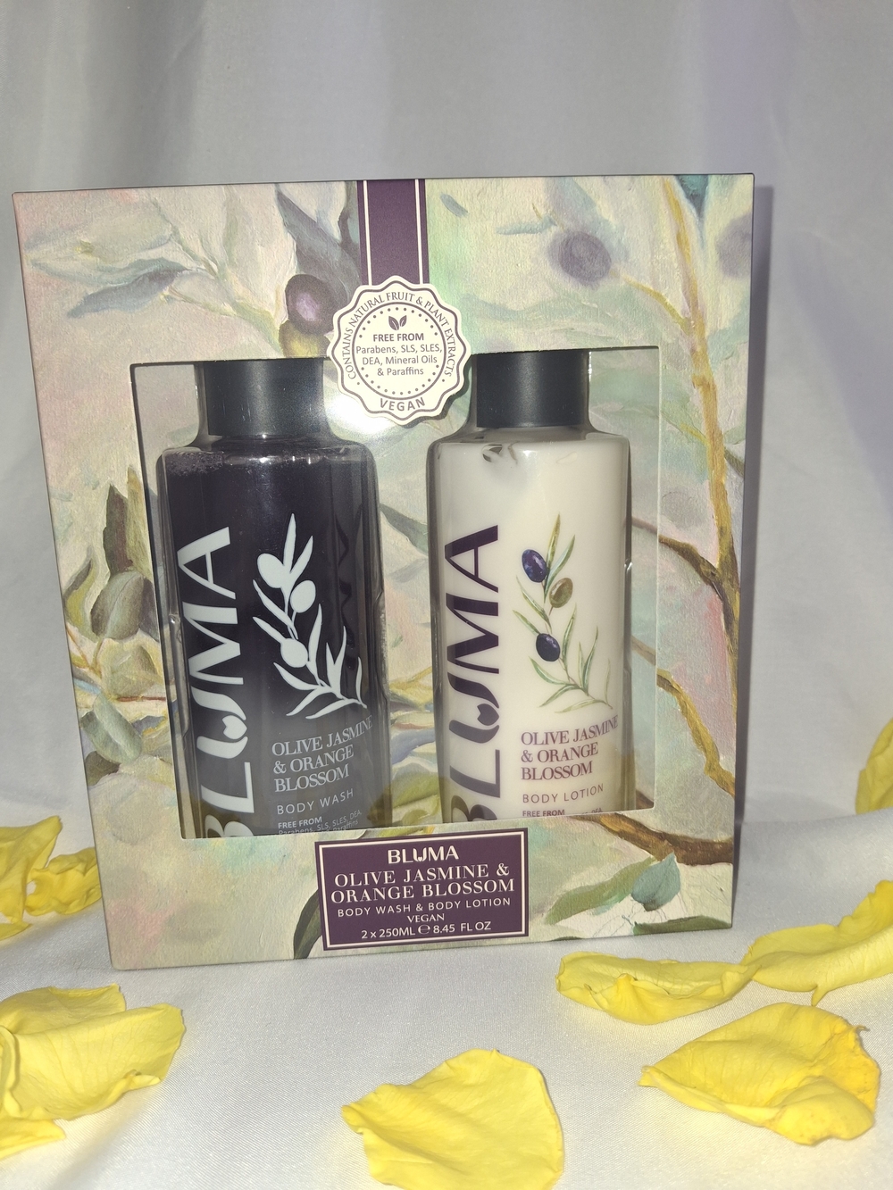 Olive Jasmine & Orange Blossom Body Wash & Lotion Set - Purple & Cream